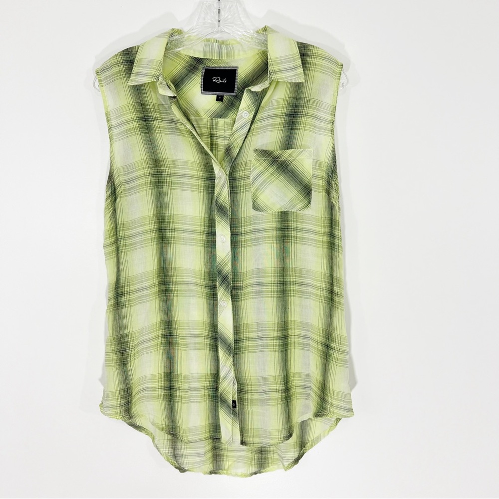 Rails Evyn Plaid Buttondown Sleeveless Tank Top Size Small